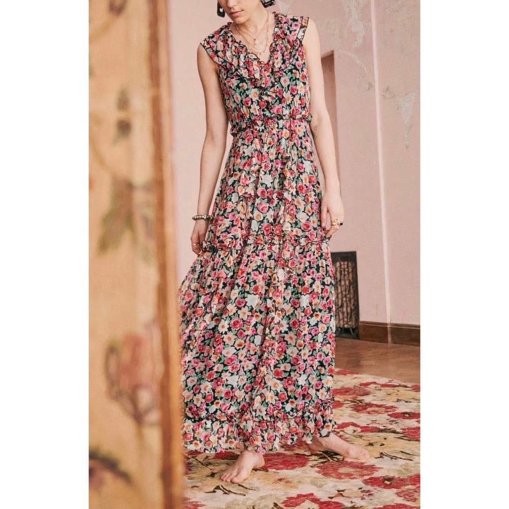 Sézane Maxi Floral Sleeveless Georgia Dress